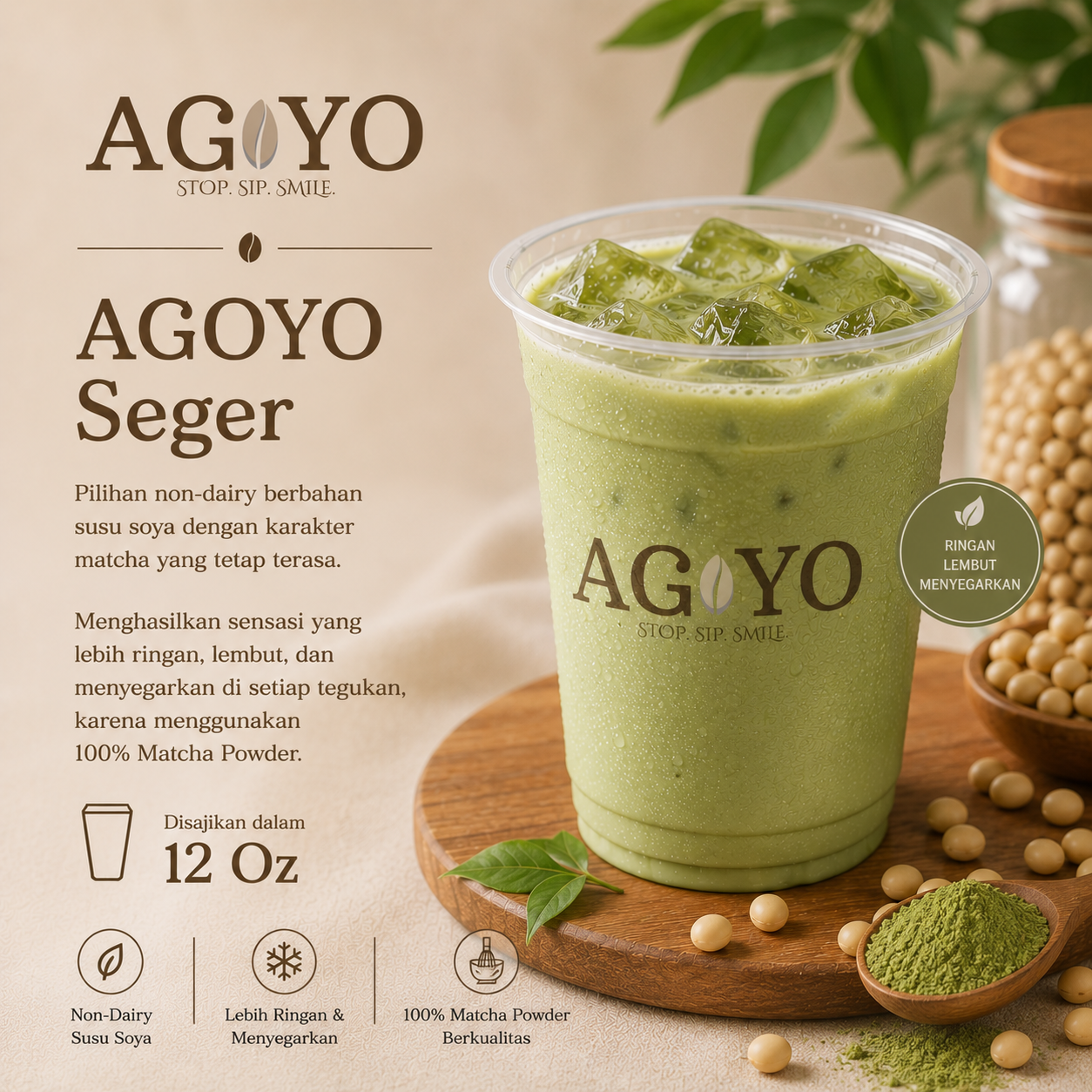 AGOYO Seger - Matcha Susu Soya Non-Dairy Segar